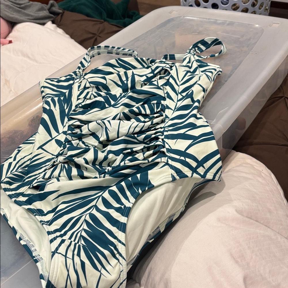 Tropical Leaf Print Swimsuit